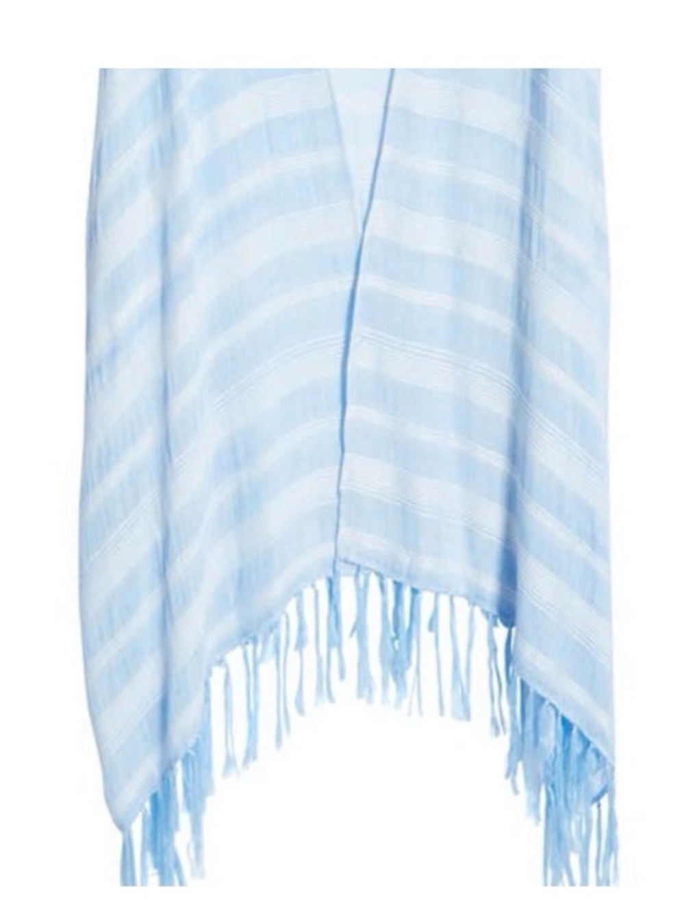 Treasure &Bond Light Blue Striped Fringe Open Arm Hole Flowy Cape Wrap Ruana OS - Picture 5 of 9
